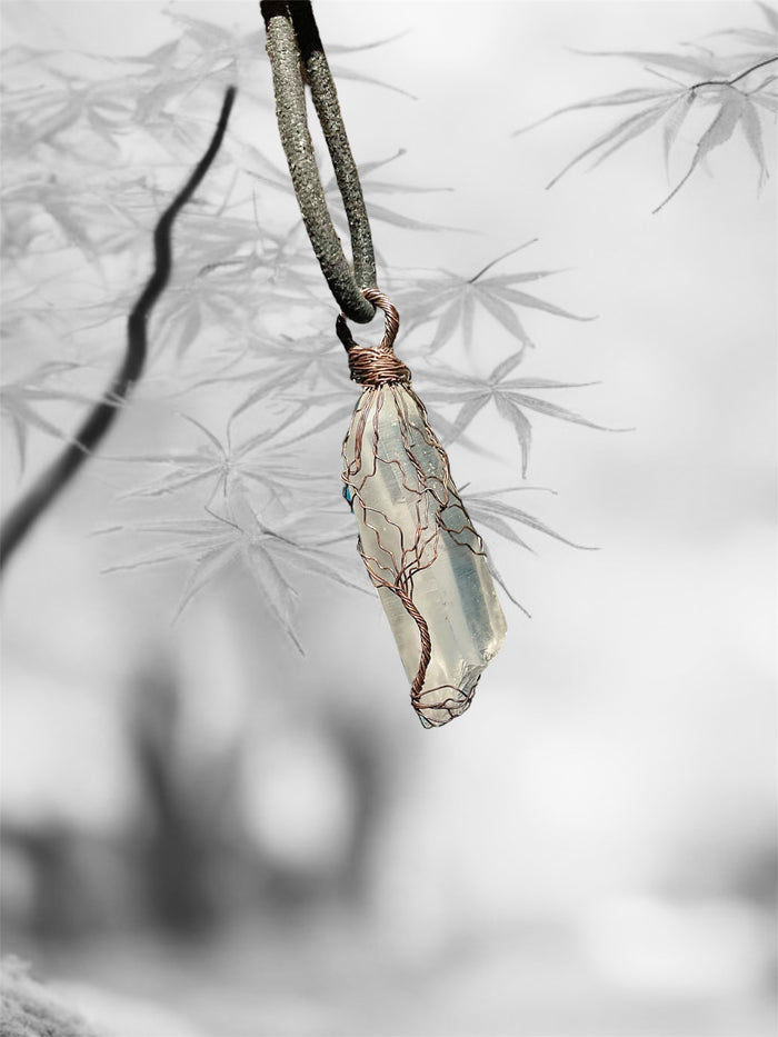 Clear Quartz Crystal Tree of Life Pendant