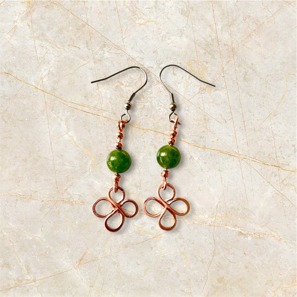 Jade Flower Dangle Earrings