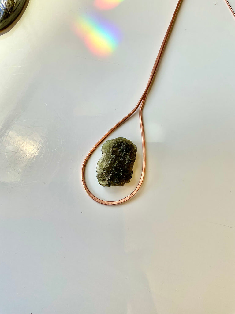 Moldavite Wire Wrapped Pendant