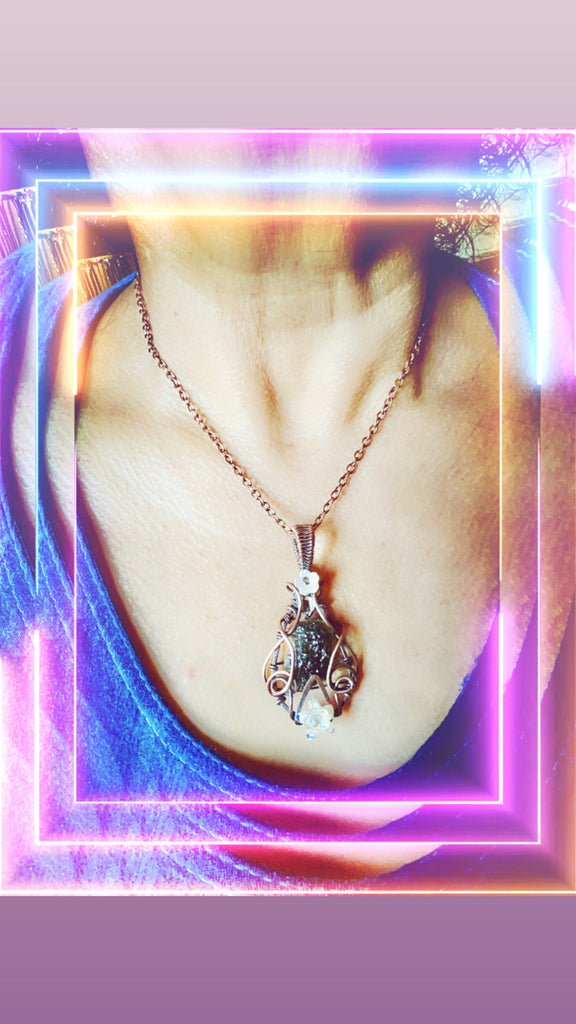 Moldavite Wire Wrapped Pendant