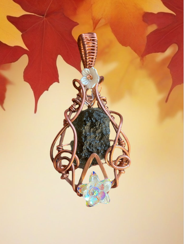 Moldavite Wire Wrapped Pendant