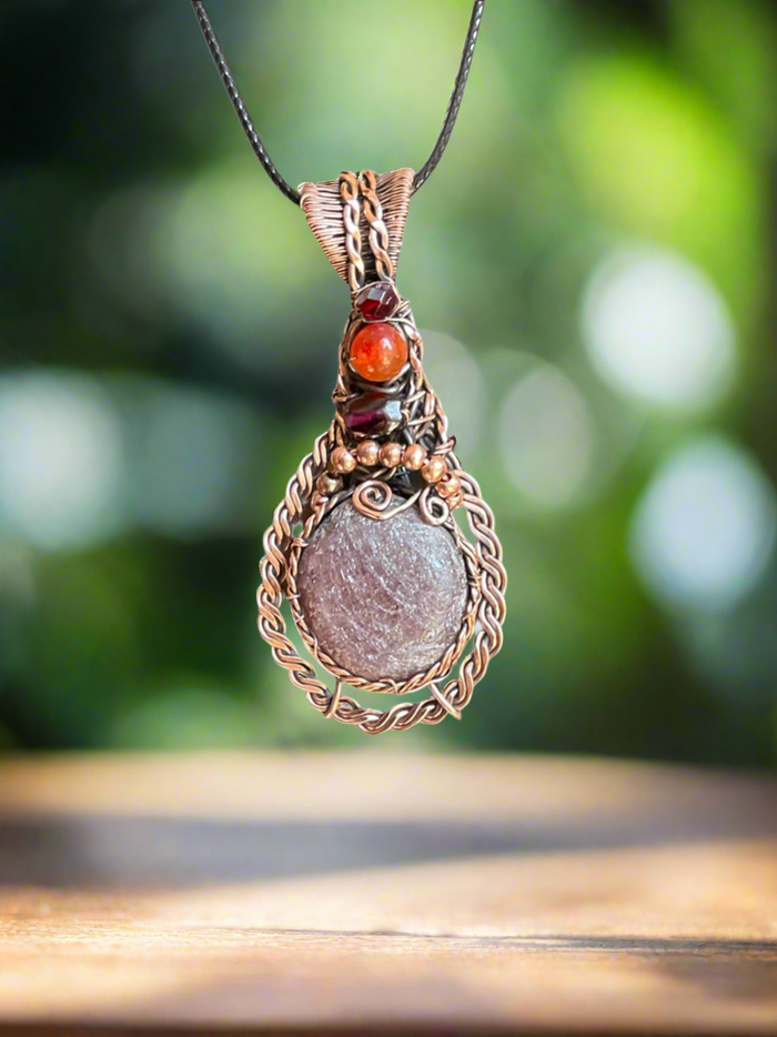 Corundum Ruby Wire Wrapped Pendant