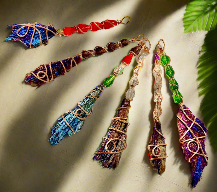 Black Kyanite Titanium Aura Witches Broomstick - Connie’s Crystals