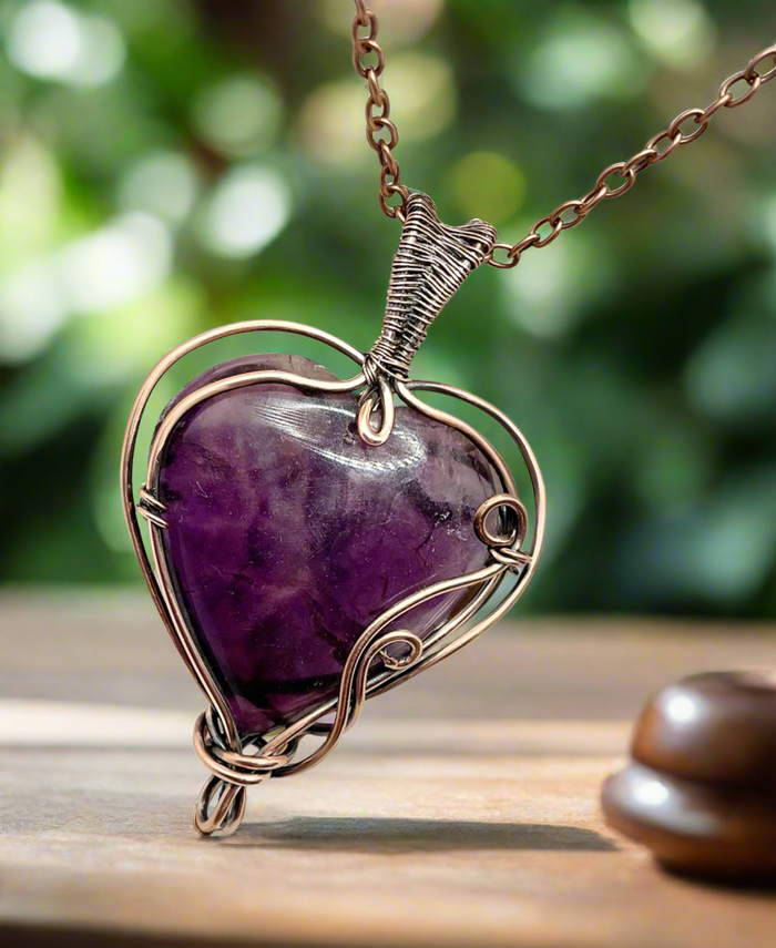 Purple Fluorite Heart Shaped Pendant - Connie’s Crystals