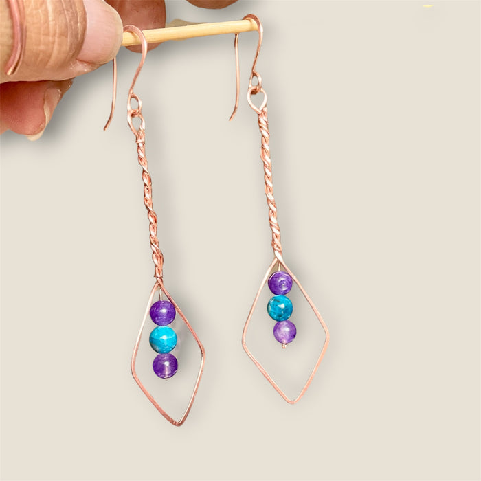 Amethyst and Apatite Drop Earrings
