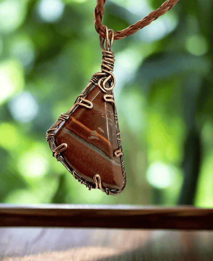 Red Tiger Eye Wire Wrapped Pendant