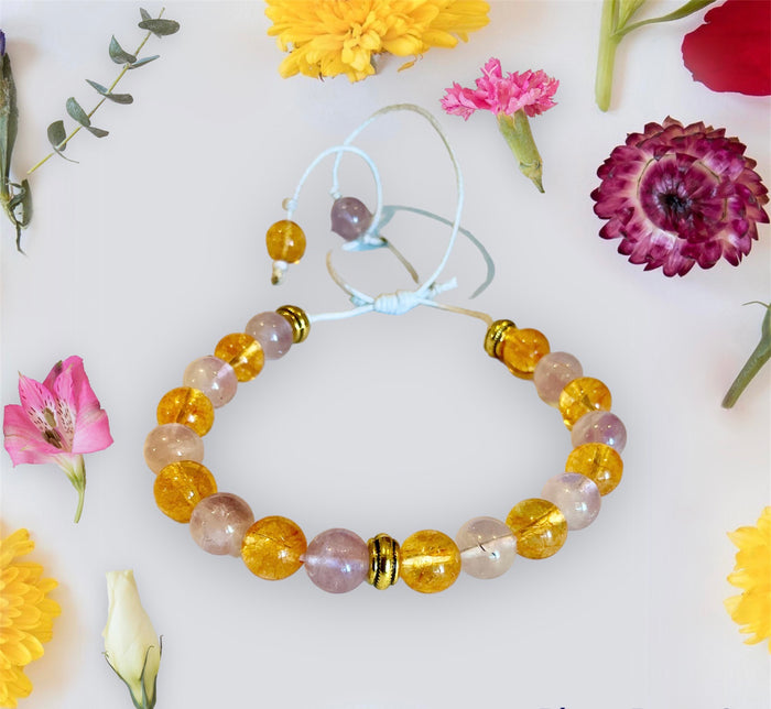 Amethyst & Citrine Beaded Bracelet - Connie’s Crystals