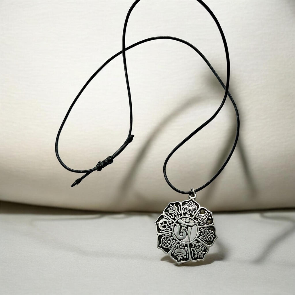 🪶 Tibetan Silver Ohm Pendant on Adjustable Leather Cord - Connie’s Crystals 