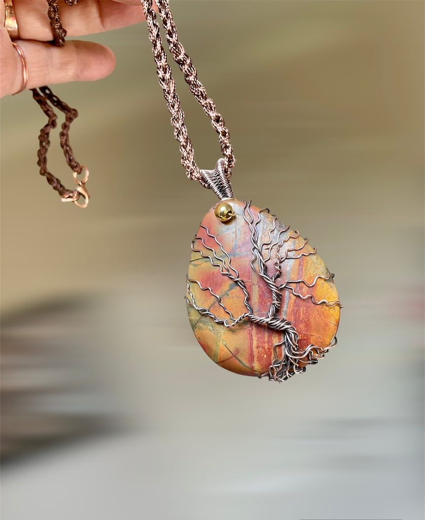 Cherry Creek Jasper Wire Wrapped Tree Of Life Pendant - Connie’s Crystals 