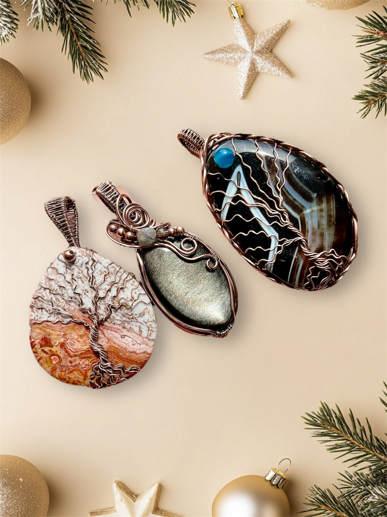 Banded Botswana Agate Tree Of Life Pendant
