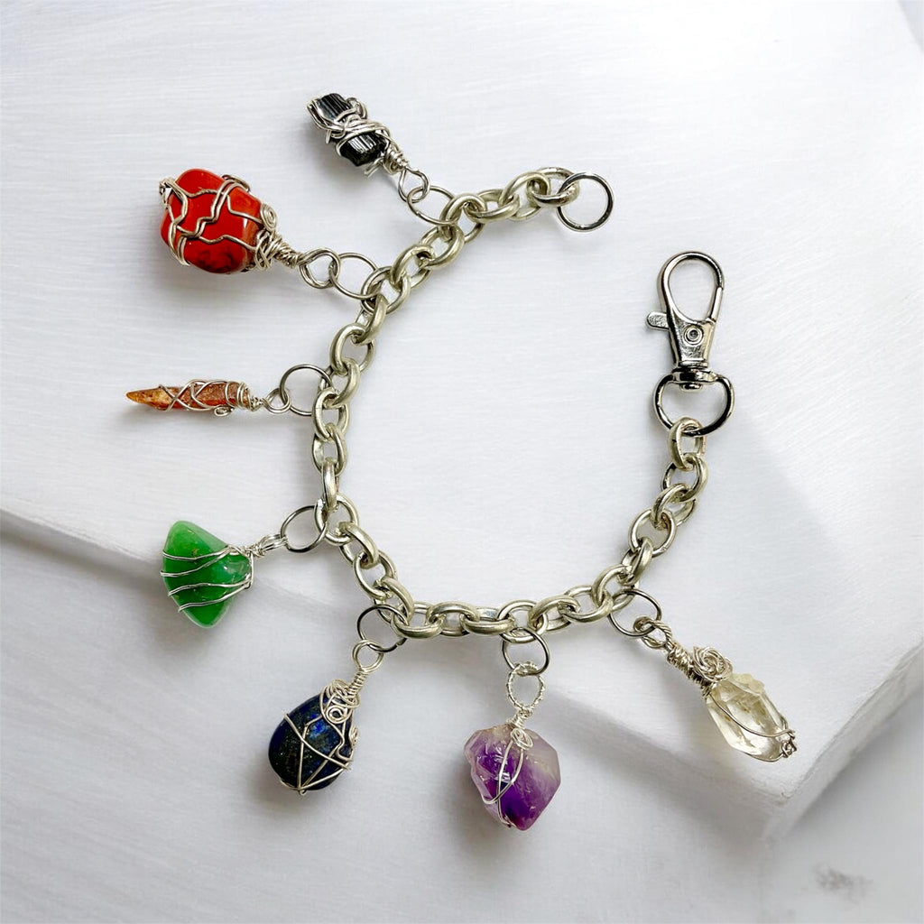 Chakra Wire Wrapped Gemstone Charm Bracelets - Connie’s Crystals 