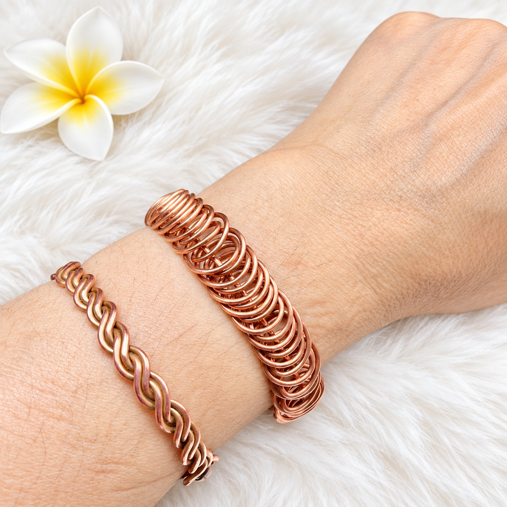 Handmade Copper Cuff Bracelets with Black Crystals - Connie’s Crystals 