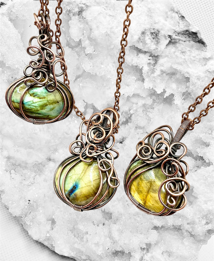 Labradorite Halloween Pumpkin Pendants - Connie’s Crystals 