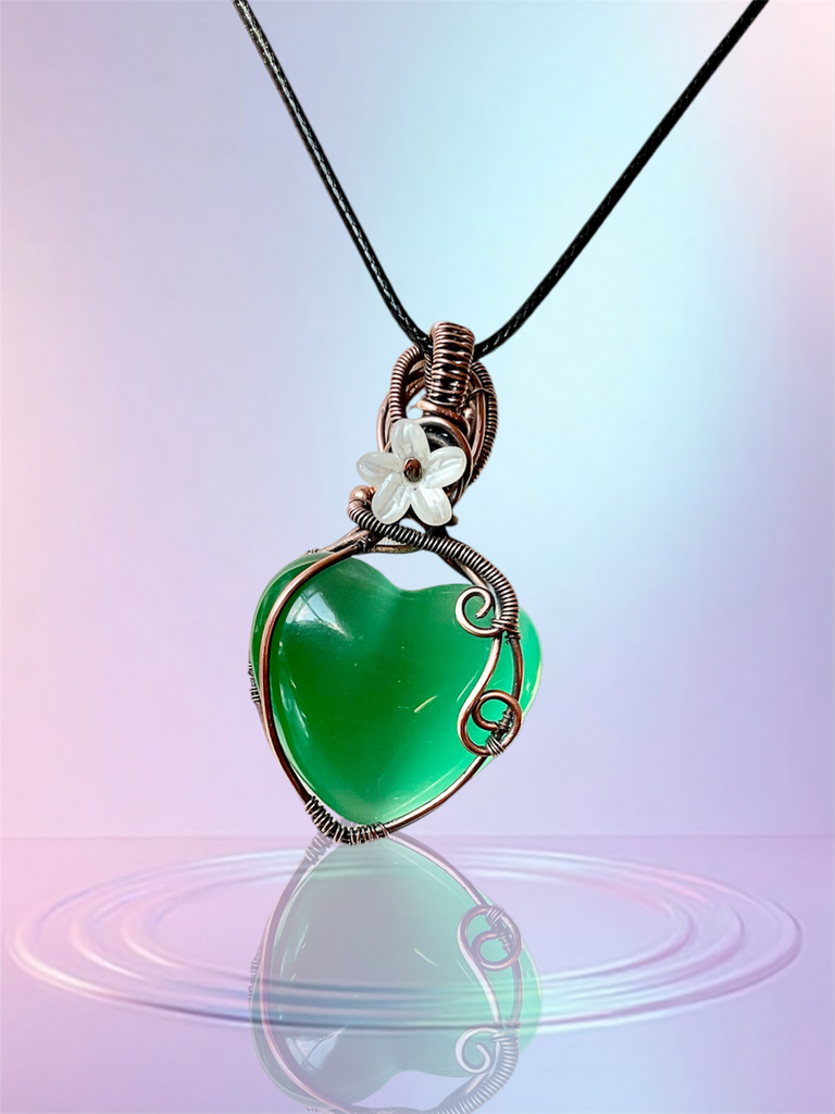 Green Cat’s Eye Heart Pendant