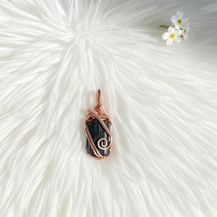 Black Tourmaline Wire Wrapped Pendant