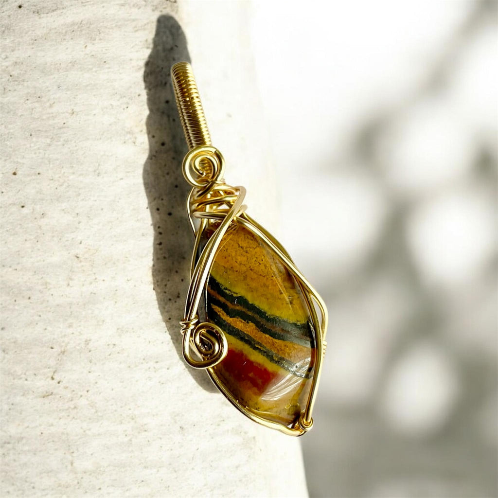 Tiger Eye 14K Gold-Plated Wire Wrapped Pendants