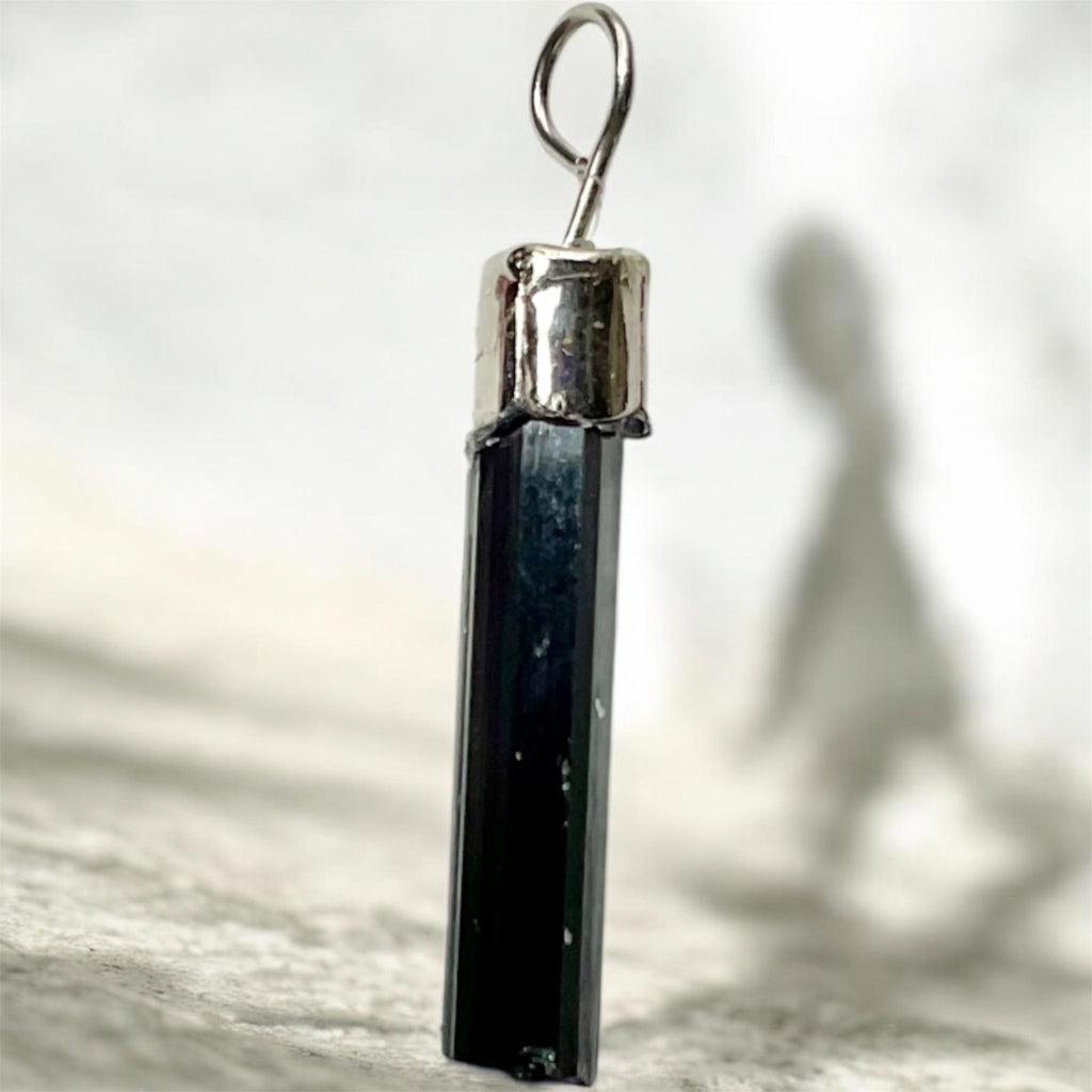 Black Tourmaline & Epidote in Black Tourmaline Pendants