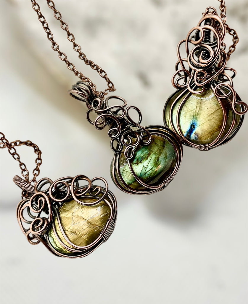 Labradorite Halloween Pumpkin Pendants - Connie’s Crystals 