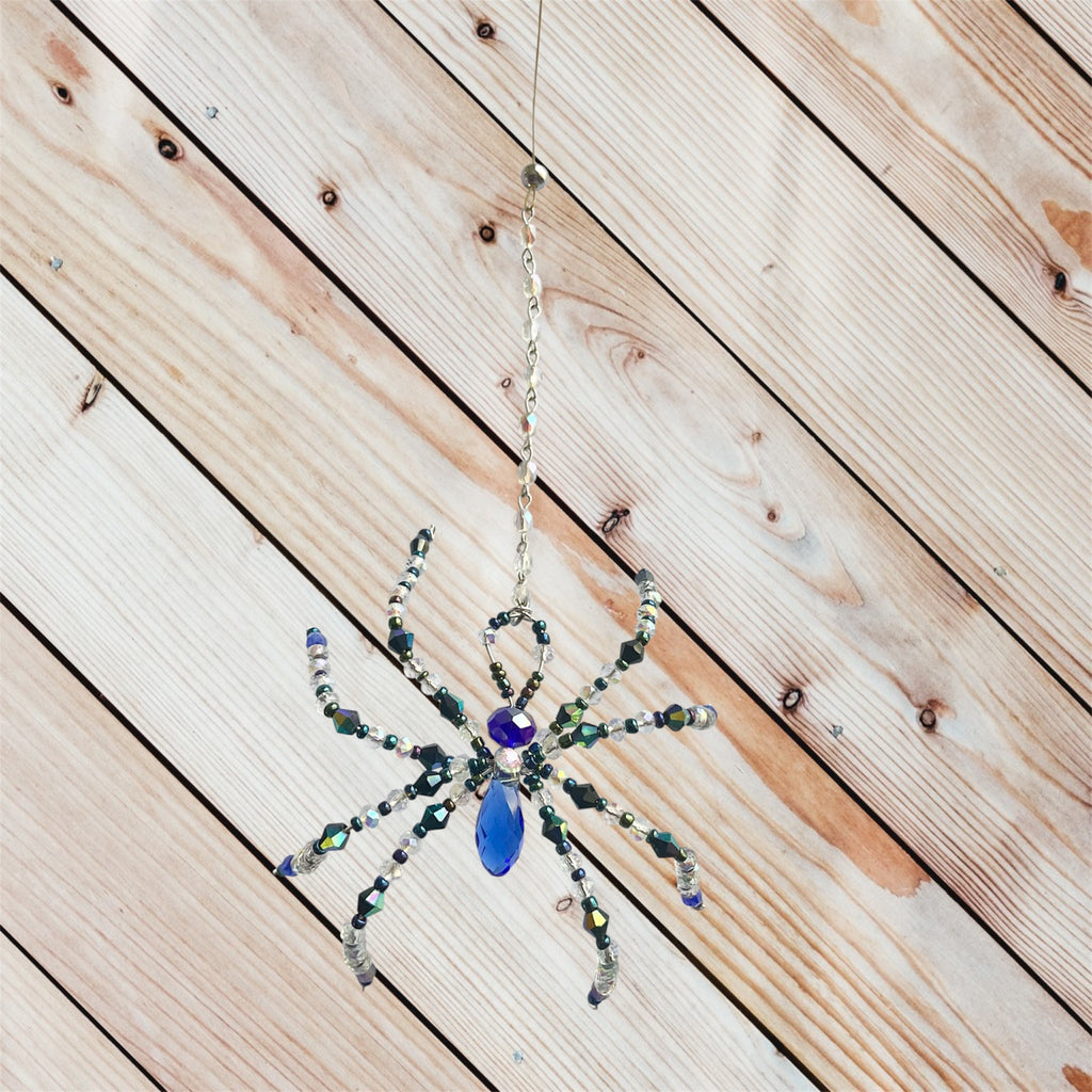 Handmade Crystal Spider Sun Catchers – Blue & Orange