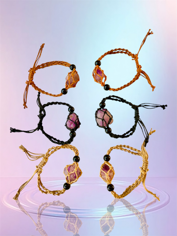 Amethyst Macrame Adjustable Bracelets - Connie’s Crystals 
