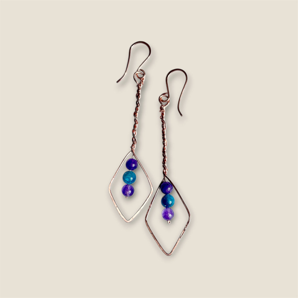 Amethyst and Apatite Drop Earrings