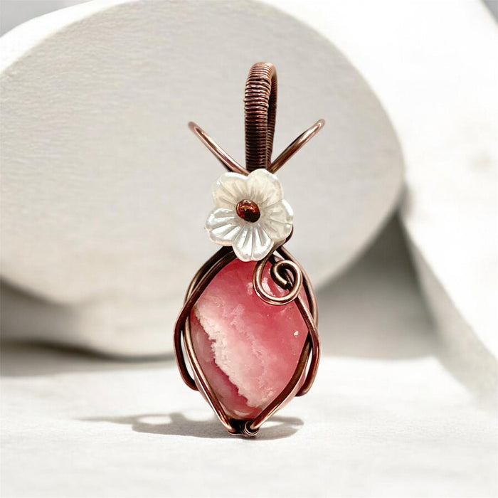 Rhodochrosite Mini Copper Wire Wrapped Pendants