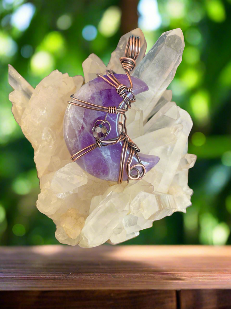 Amethyst Crescent Moon Pendant