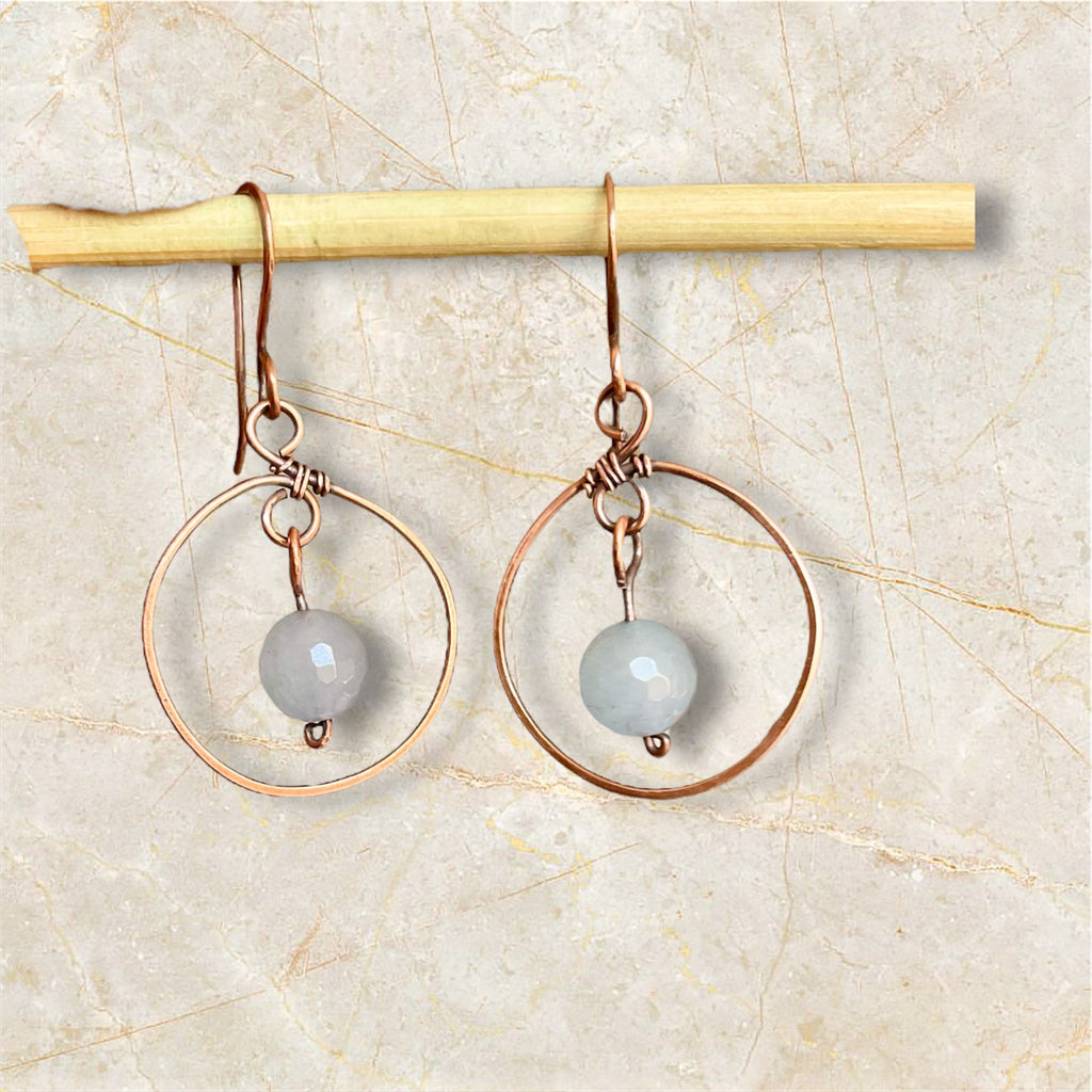Dangle Earrings-Aquamarine & Rose Quartz