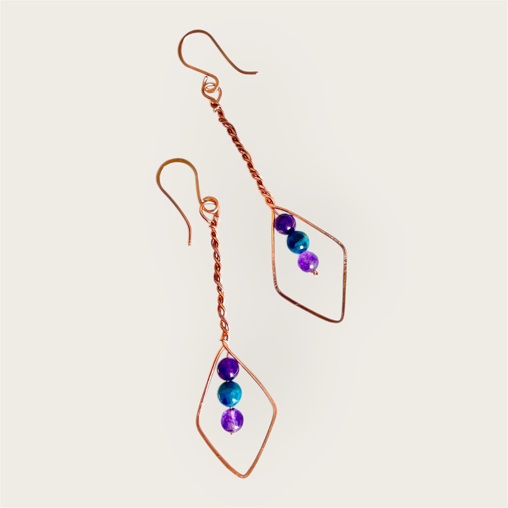 Amethyst and Apatite Drop Earrings