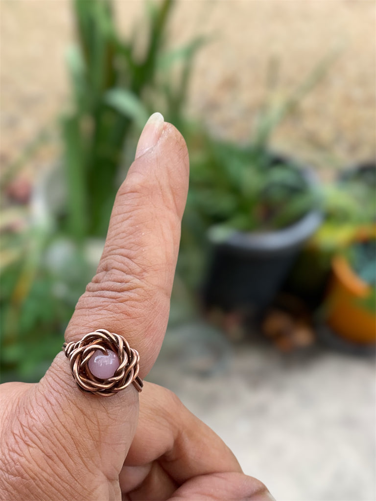Handcrafted Copper Rose Rings with Gemstone Centres