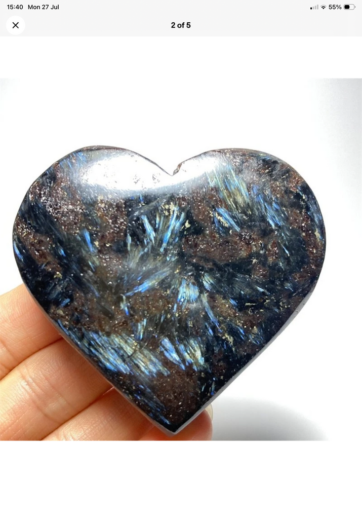 Blue Flash Astrophyllite Hearts