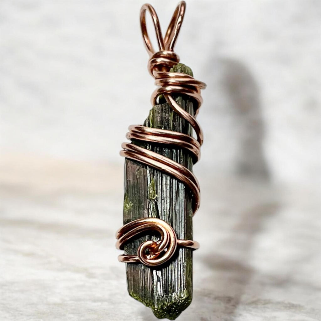 Black Tourmaline & Epidote in Black Tourmaline Pendants