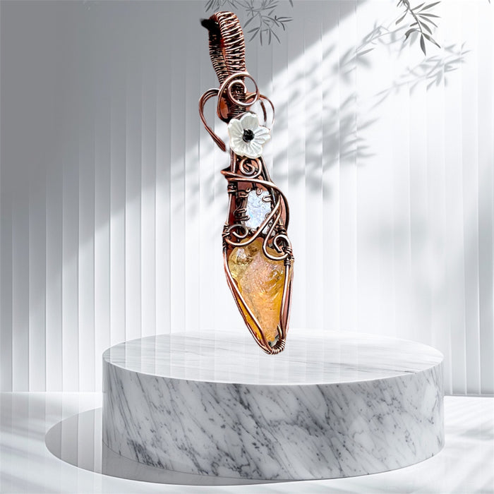 Natural Citrine with Peach Topaz & Flower Accent