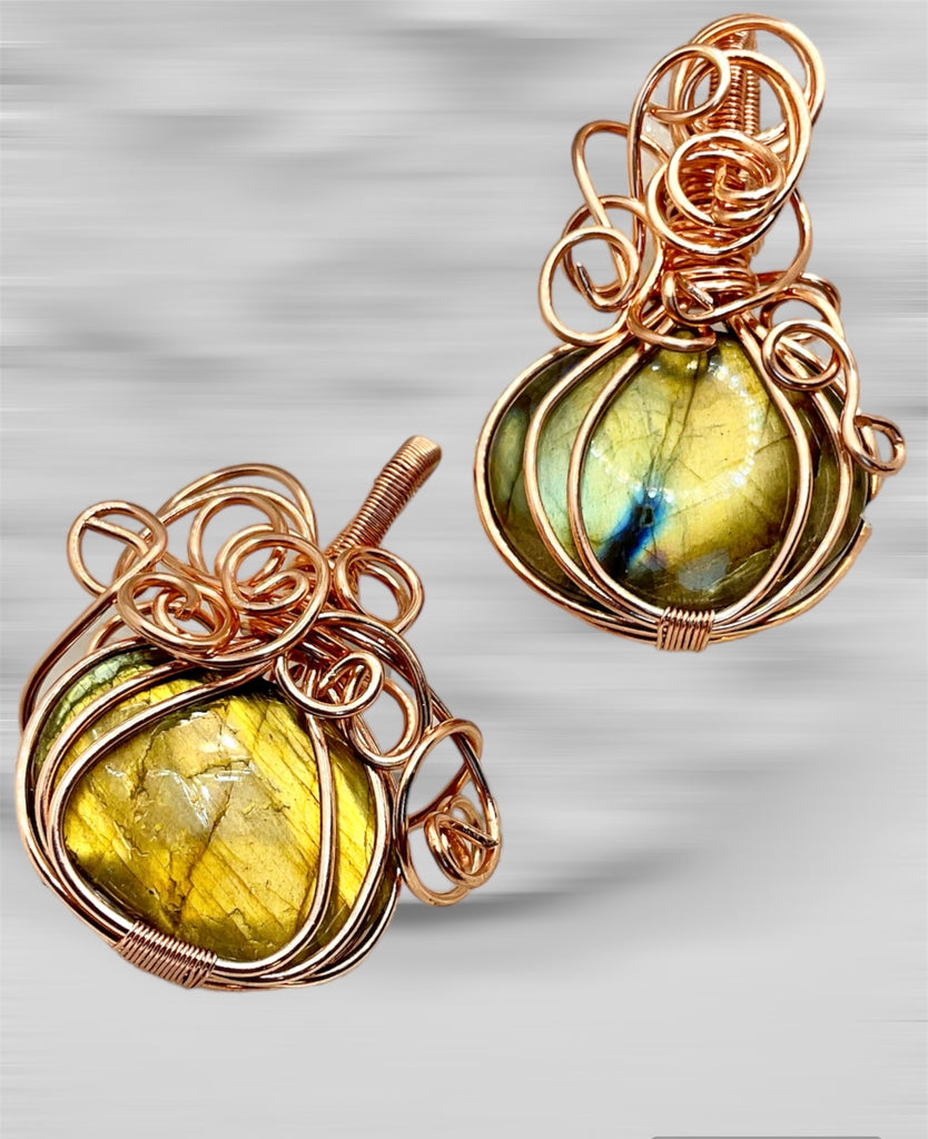 Labradorite Halloween Pumpkin Pendants - Connie’s Crystals 