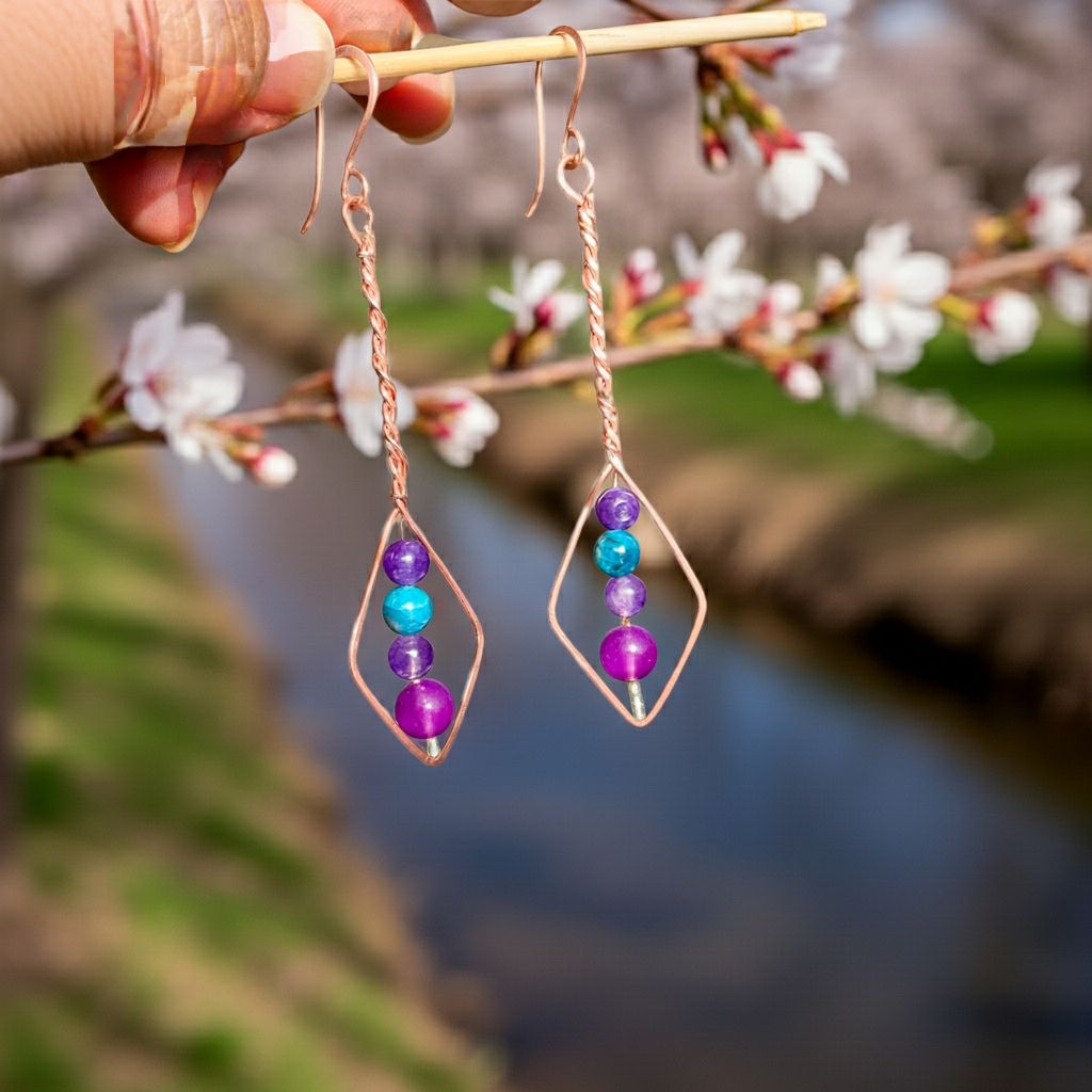 Amethyst and Apatite Drop Earrings - Connie’s Crystals 