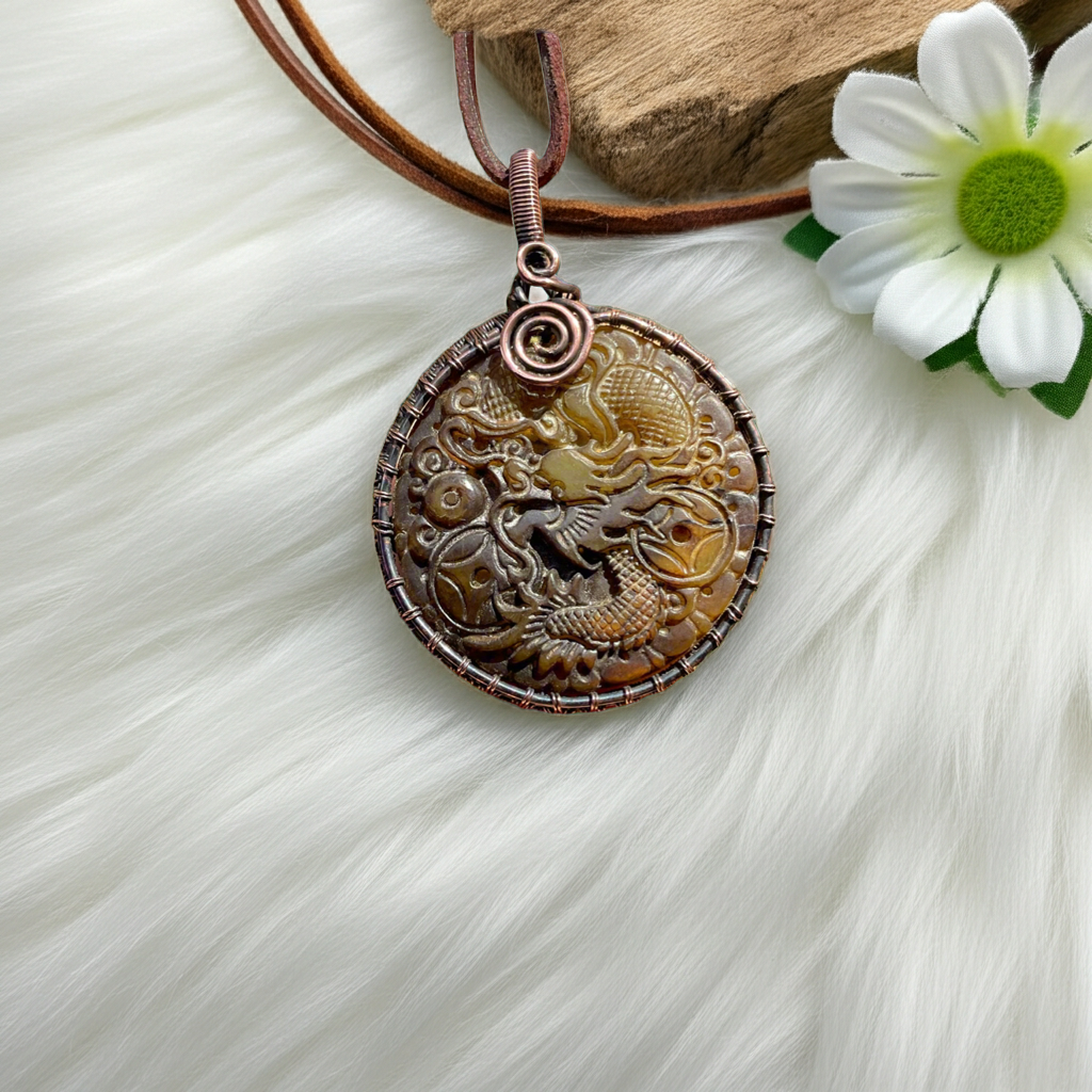 Old Jade Dragon Pendant - Connie’s Crystals 