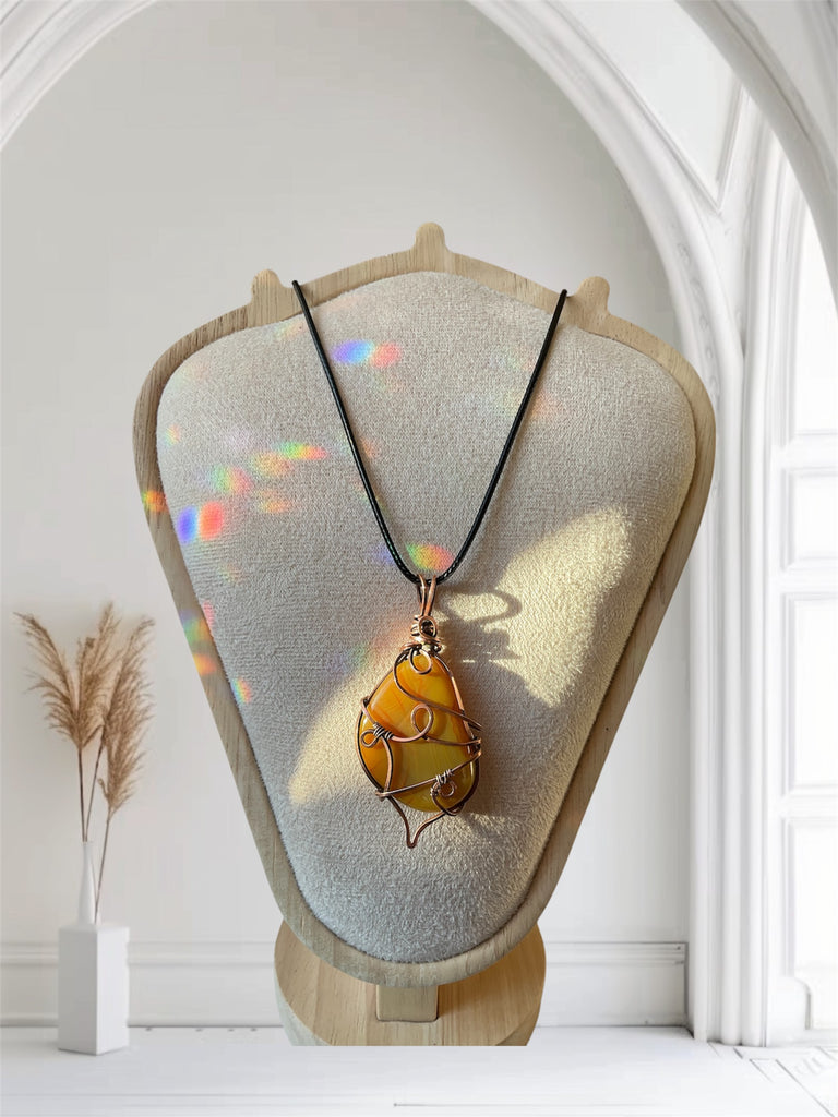 Banded Agate Wire Wrapped Pendant