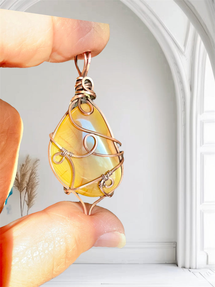 Banded Agate Wire Wrapped Pendant