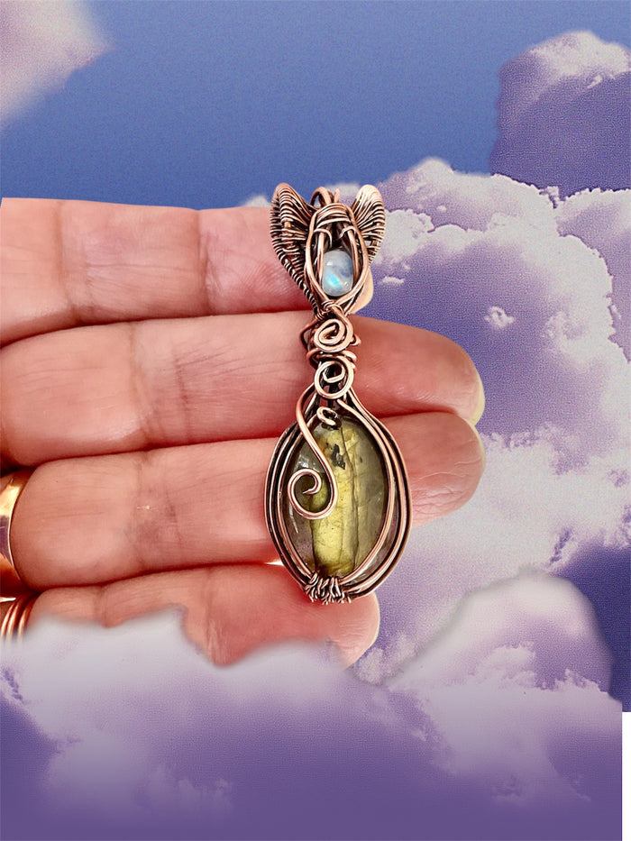 Labradorite with Moonstone Accent Pendant