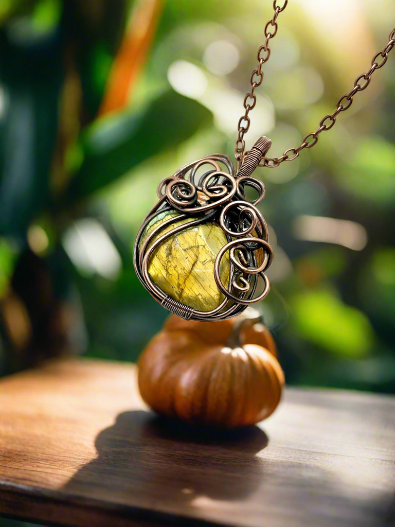 Labradorite Halloween Pumpkin Pendants - Connie’s Crystals 