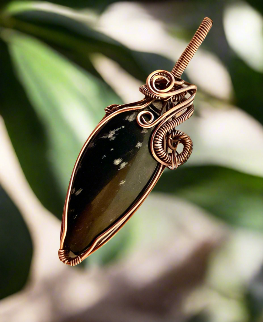 Snowflake Obsidian Wire Wrapped Pendants