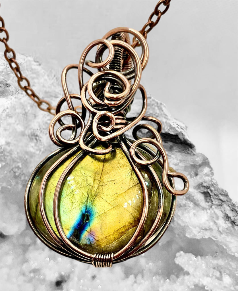 Labradorite Halloween Pumpkin Pendants - Connie’s Crystals 