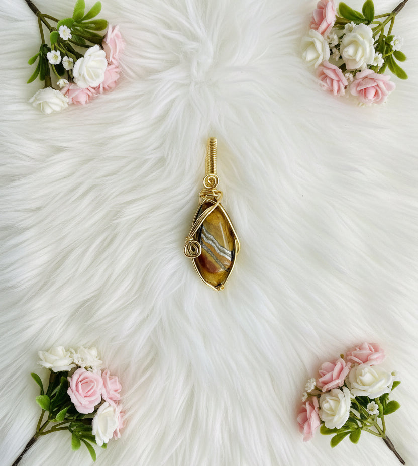 Tiger Eye 14K Gold-Plated Wire Wrapped Pendants
