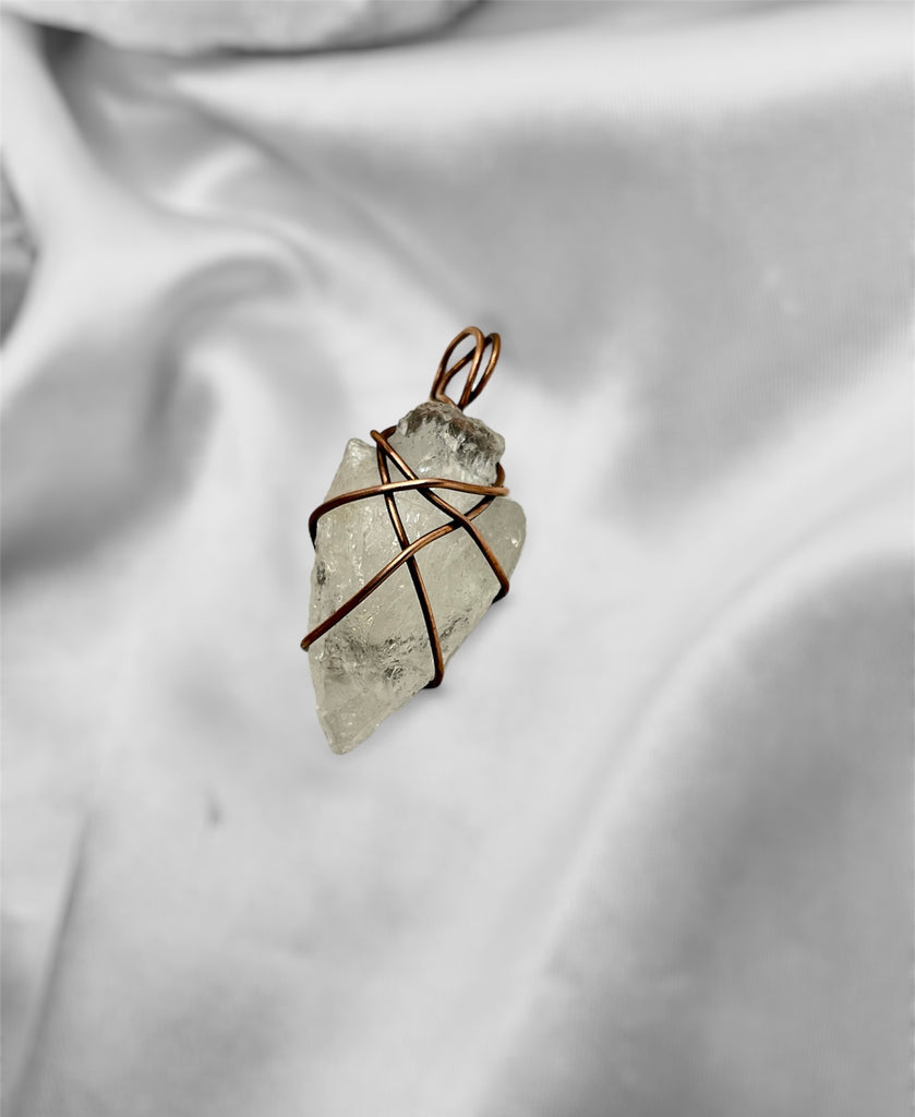 Clear Quartz Arrow Point Wire Wrapped Pendant