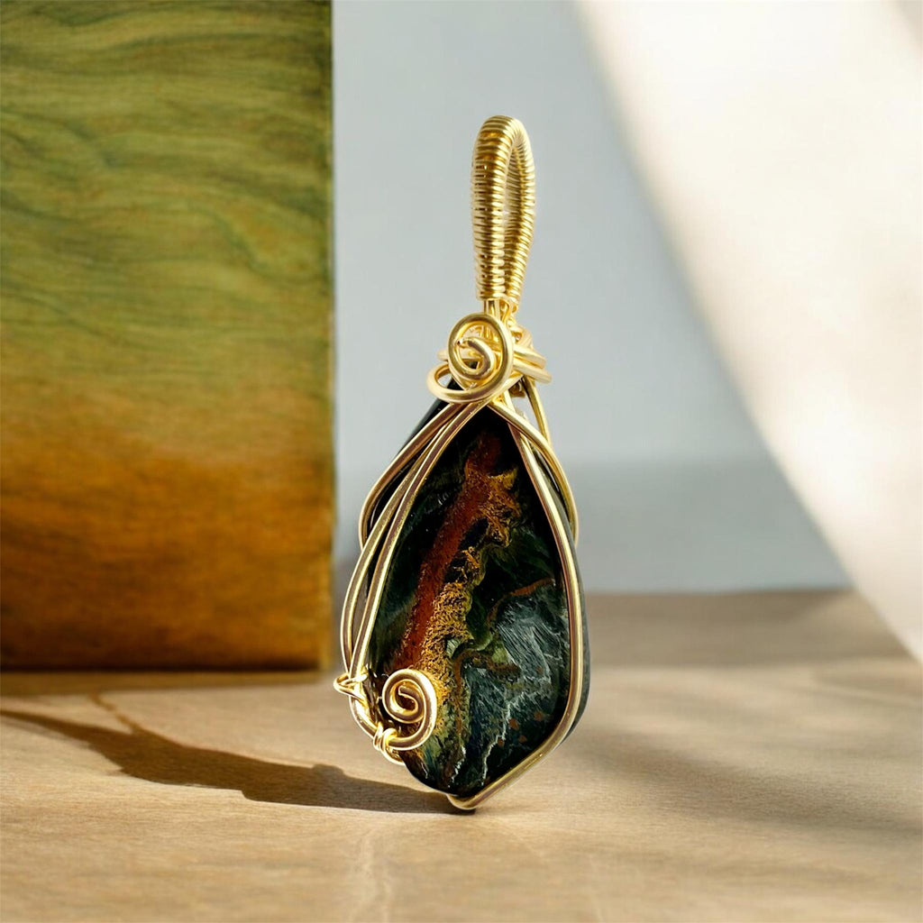 Tiger Eye 14K Gold-Plated Wire Wrapped Pendants
