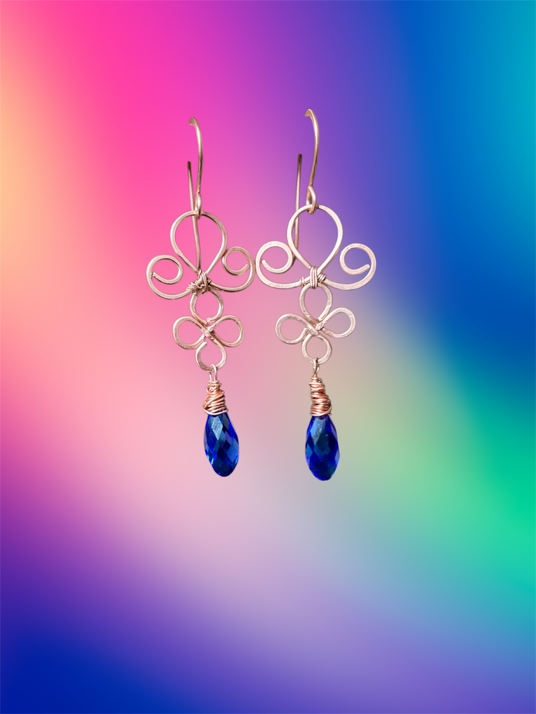 Blue Crystal Dangle Earrings
