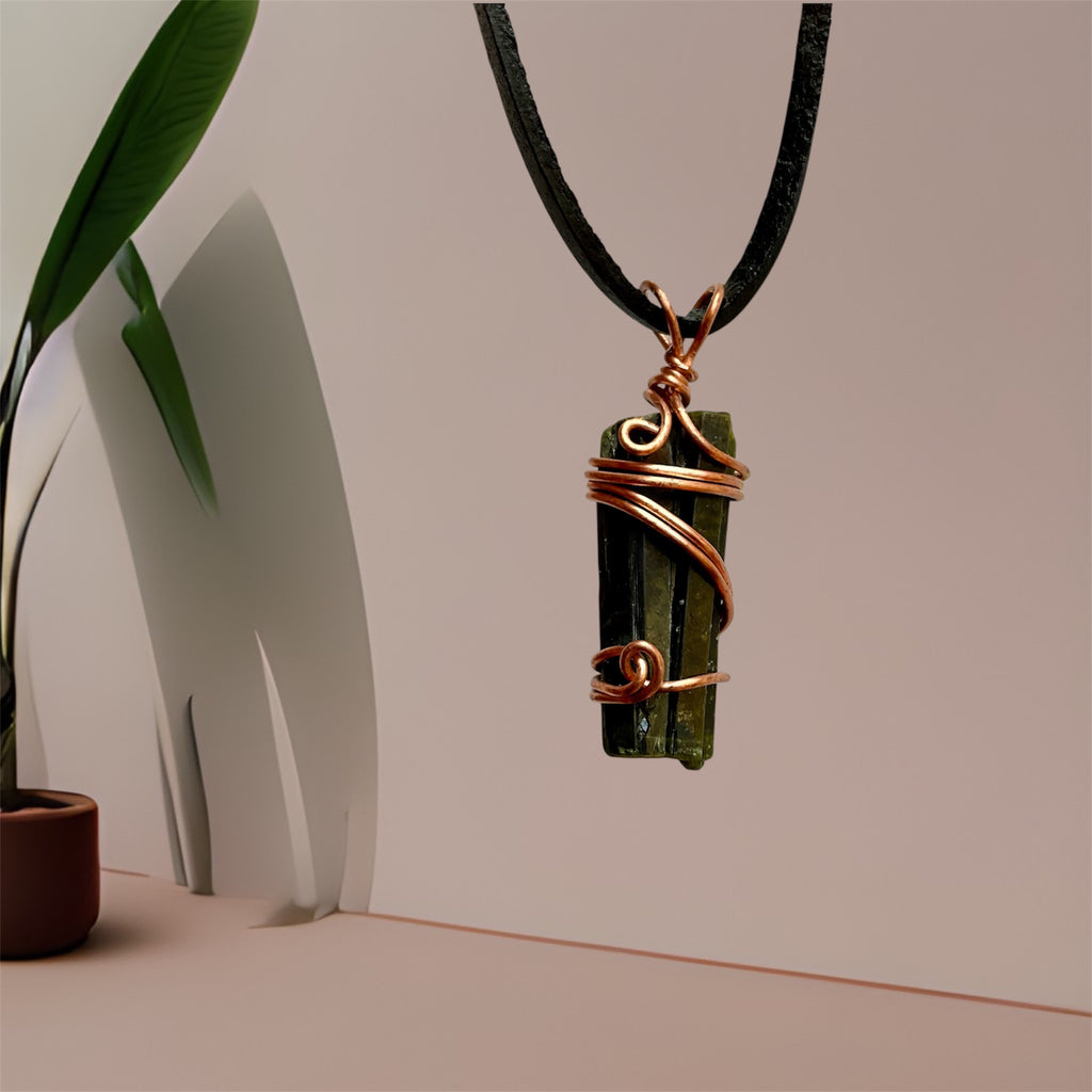 Black Tourmaline & Epidote in Black Tourmaline Pendants