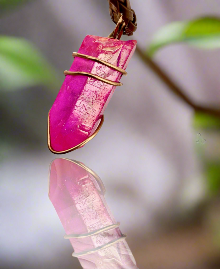 Pink Aura Quartz Points