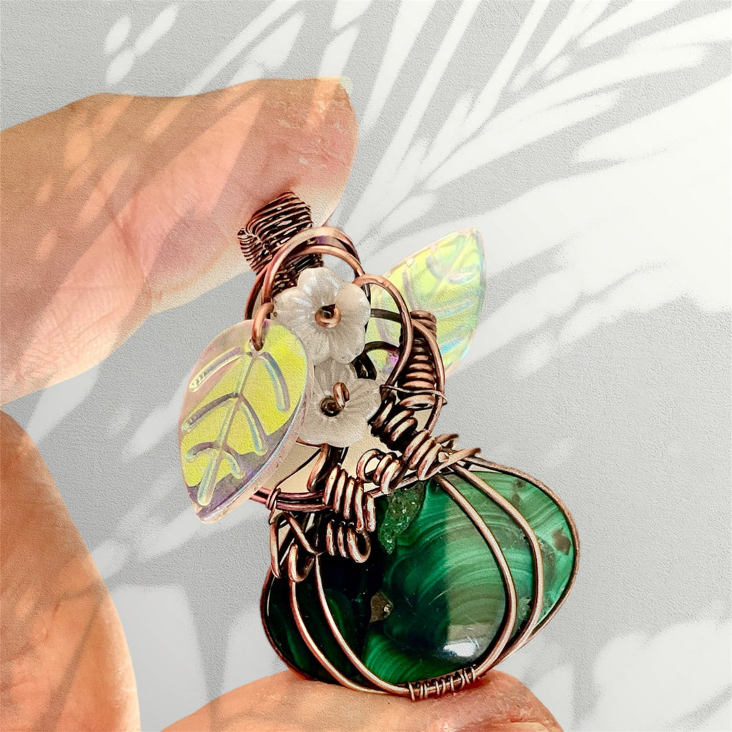 Malachite Pumpkin Pendant