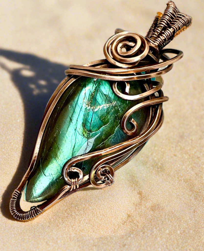 Labradorite Pear Shaped Wire Wrapped Pendant - Connie’s Crystals 
